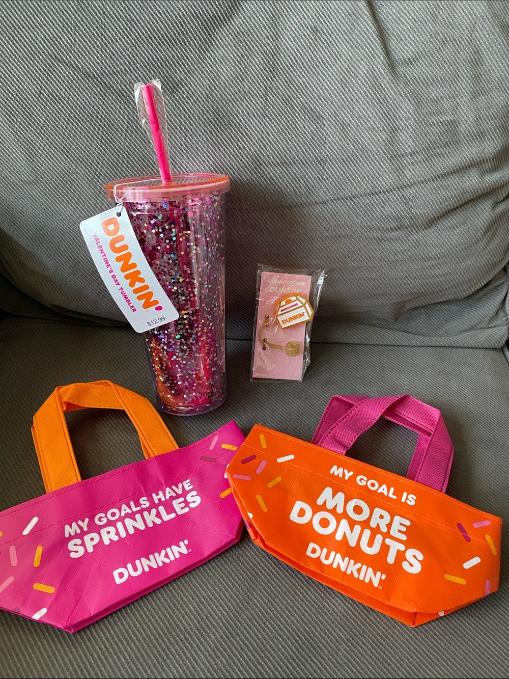 Dunkin' Pink Glitter Tumbler Bundle